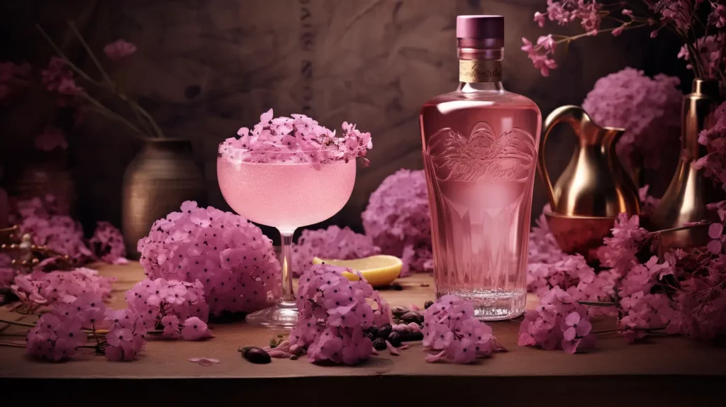 Růžový gin a kytky
